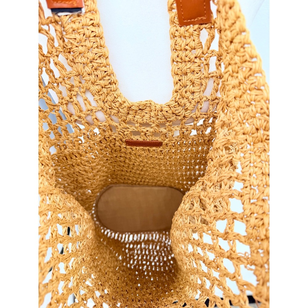 Banana Republic Factory Paper Straw Shopper Tote Boho Coastal Natural - Picture 4 of 5